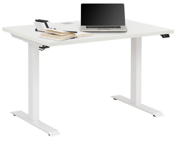 Schreibtisch >e-desk< in weiß- 150x72x72 (B/H/T) elektrisch verstellbar