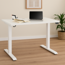 Schreibtisch >e-desk< in weiß- 150x72x72 (B/H/T) elektrisch verstellbar