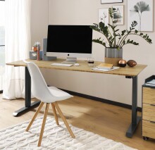 Schreibtisch >e-desk< in Bambus/anthrazit - 150x72x80 (B/H/T) elektrisch verstellbar