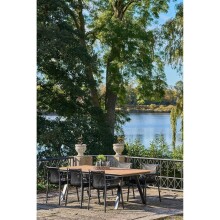 Gartentisch >Toronto< in Teakoptik-natur / Aluminium Schwarz - 220x74x100 (BxHxT)