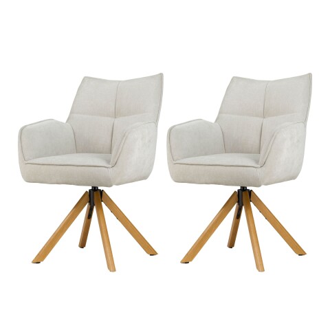 Armlehnstuhl >Marilla< (2er-Set) drehbar, Federkern,  Chenille beige - 59x86x65 (BxHxT)