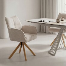 Armlehnstuhl >Marilla< (2er-Set) drehbar, Federkern,  Chenille beige - 59x86x65 (BxHxT)