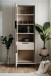 Vitrine >Arona< in sand / schwarz, Holzwerkstoff / Glas - 60x200x38cm (BxHxT)