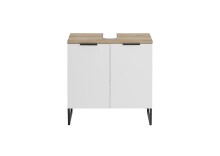 Waschbeckenunterschrank >Denver< 2 Türen, weiß matt / Evoke Eiche dekor - 60x60x35cm (BxHxT)