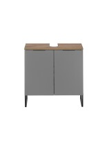 Waschbeckenunterschrank >Denver< 2 Türen, grau matt / Evoke Eiche dekor - 60x60x35cm (BxHxT)