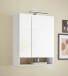 Badezimmerspiegelschrank >Denver< LED, Steckdose, weiß matt / eiche Dekor - 60x75x22 (BxHxT)