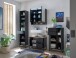 Badezimmerspiegelschrank >Denver<  LED, Steckdose, schwarz matt / evoke eiche Dekor - 80x75x22cm (BxHxT)