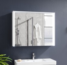 Badezimmerspiegelschrank >Five< LED, Steckdose, in weiß - 86x68x18cm (BxHxT)