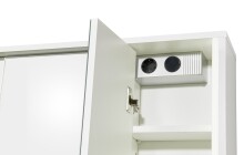 Badezimmerspiegelschrank >Five< LED, Steckdose, in weiß - 86x68x18cm (BxHxT)