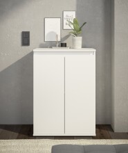 Kommode >Brest< 2 Türen, 1 Boden, in weiß - 60x84x35cm (BxHxT)