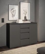 Kommode >Brest< 2 Türen, 4 Schübe, in anthrazit - 119x84x35cm (BxHxT)