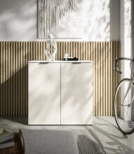 Kommode >Linz< 2 Türen, 4 Fächer, in Kaschmir - 90x90x40cm (BxHxT)
