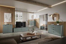 Sideboard >Linz< 2 Türen, 4 Schübe, in Salbei - 135x90x40cm (BxHxT)