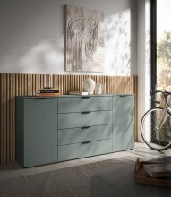 Sideboard >Linz< 2 Türen, 4 Schübe, in Salbei - 180x90x40cm (BxHxT)