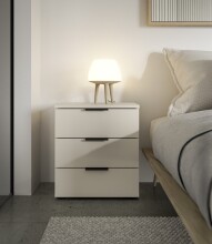 Nachtkommode >Linz< 3 Schübe, auch für Boxspringbetten, in Kaschmir - 45x50x40cm (BxHxT)