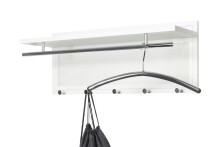 Wandgarderobe >55356< 5 Haken, 1 Stange, in verchromt / weiß - 75x30x26 (BxHxT)