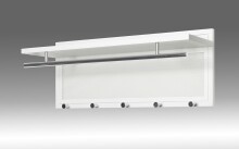 Wandgarderobe >55356< 5 Haken, 1 Stange, in verchromt / weiß - 75x30x26 (BxHxT)