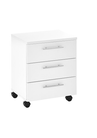 Rollcontainer >Ben< 3 Schubladen, 4 Rollen, in Weiß - 40x56x39cm (BxHxT)