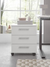Rollcontainer >Ben< 3 Schubladen, 4 Rollen, in Weiß - 40x56x39cm (BxHxT)