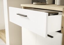Kompaktgarderobe >Malaga< 2 Türen, 1 Schub, Spiegel, Eiche Dekor / Weiß - 105x188x38cm (BxHxT)