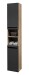 Hochschrank >Vista < 2 Türen, 6 Fächer, schwarz / viking oak Dekor - 34x190x31cm (BxHxT)