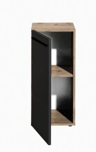 Badkommode >Vista< 1 Tür, 1 Boden, schwarz matt / viking oak Dekor - 34x72x31cm (BxHxT)