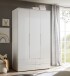 Kleiderschrank >Spice< 3 Türen, 4 Schübe, in Weiß / Weiß Hochglanz - 126x208x57 (BxHxT)