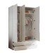 Kleiderschrank >Spice< 3 Türen, 4 Schübe, in Weiß / Weiß Hochglanz - 126x208x57 (BxHxT)