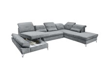 Wohnlandschaft >MELFI< Schlaffunktion, Stauraum, Bezug anthrazit - 350x73x245 (BxHxT)