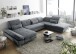 Wohnlandschaft >MELFI< Schlaffunktion, Stauraum, Bezug anthrazit - 350x73x245 (BxHxT)