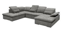 Wohnlandschaft >WAYNE< Schlaffunktion, Stauraum, Bezug stone - 380x81x240 (BxHxT)