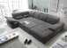 Wohnlandschaft >WAYNE< Schlaffunktion, Stauraum, Bezug stone - 380x81x240 (BxHxT)
