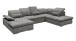 Wohnlandschaft >WAYNE< Schlaffunktion, Stauraum, Bezug stone - 380x81x240 (BxHxT)