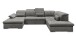 Wohnlandschaft >WAYNE< Schlaffunktion, Stauraum, Bezug stone - 380x81x240 (BxHxT)