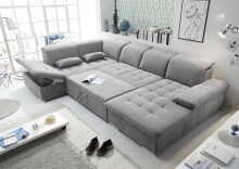 Wohnlandschaft >WAYNE< Schlaffunktion, Stauraum, Bezug dark grey - 380x81x240 (BxHxT)