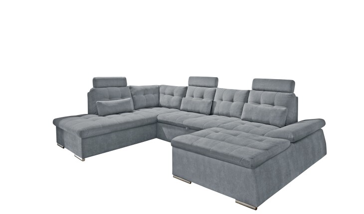 Wohnlandschaft >NALO< Schlaffunktion, Kopfstützen, Bezug anthrazit - 324x103x219 (BxHxT)