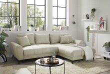 Wohnlandschaft >BERN< Schlaffunktion, Bettkasten, Bezug Farbe Ivory - 281x91x189 (BxHxT)
