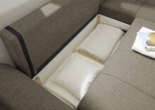 Wohnlandschaft >BERN< Schlaffunktion, Bettkasten, Bezug Farbe espresso - 281x91x189 (BxHxT)