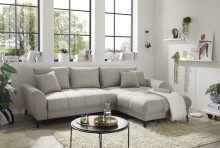 Wohnlandschaft >BERN< Schlaffunktion, Bettkasten, Bezug Farbe sand - 281x91x189 (BxHxT)