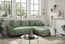 Wohnlandschaft >BERN< Schlaffunktion, Bettkasten, Bezug Farbe olive - 281x91x189 (BxHxT)