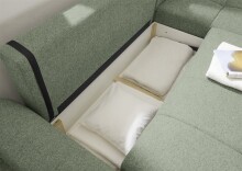 Wohnlandschaft >BERN< Schlaffunktion, Bettkasten, Bezug Farbe olive - 281x91x189 (BxHxT)