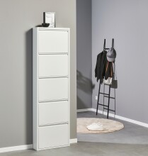 Schuhkipper >Bert< 5 Klappen, 10 paar Schuhe, in weiß, Metall  - 51x170x16cm (BxHxT)