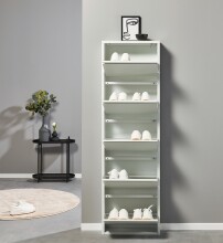 Schuhkipper >Bert< 5 Klappen, 10 paar Schuhe, in weiß, Metall  - 51x170x16cm (BxHxT)