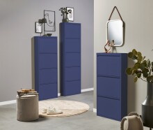Schuhkipper >Bert< 3 Klappen, 6 paar Schuhe, in blau, Metall  - 51x104x16cm (BxHxT)