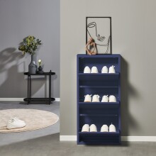 Schuhkipper >Bert< 3 Klappen, 6 paar Schuhe, in blau, Metall  - 51x104x16cm (BxHxT)