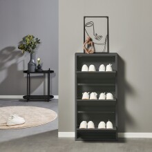 Schuhkipper >Bert< 3 Klappen, 6 paar Schuhe, in anthrazit, Metall - 51x104x16cm (BxHxT)