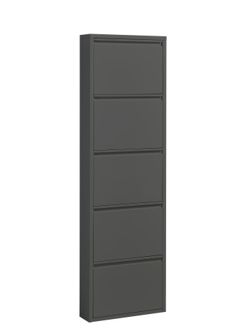 Schuhkipper >Bert< 5 Klappen, 10 paar Schuhe, in anthrazit, Metall - 51x170x16cm (BxHxT)