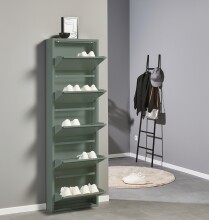 Schuhkipper >Bert< 5 Klappen, 10 paar Schuhe, in salbei, Metall - 51x170x16cm (BxHxT)
