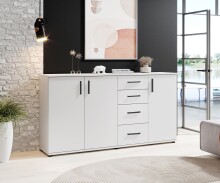 Sideboard >BC 1040< 3 Türen, 4 Schubladen, weiß - 160x84x35cm (BxHxT)