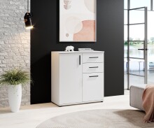 Kommode >BC 1040< 2 Türen, 2 Schubladen, weiß - 80x84x35cm (BxHxT)